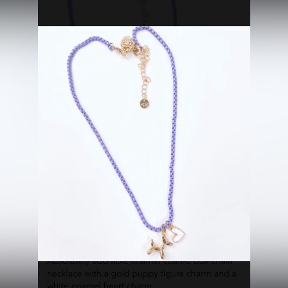 Treasured Jewels Purple Balloon Dog Heart Charm Necklace - Picture 2 of 5